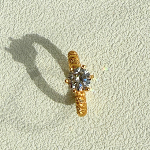 Gold Matt Twisted Zirconia Open Ring – Vintage & Trendy